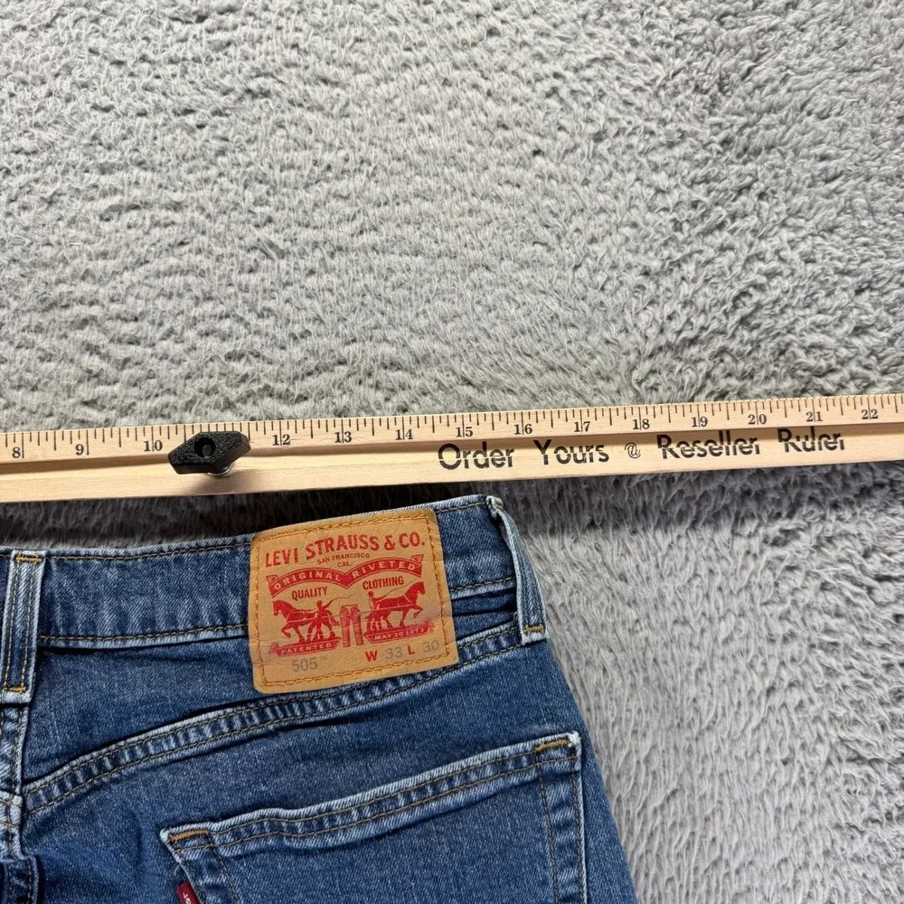 Levi's 505 Jeans Mens‎ 33x30 Blue Cotton Denim Straight Faded Stretch Workwear
